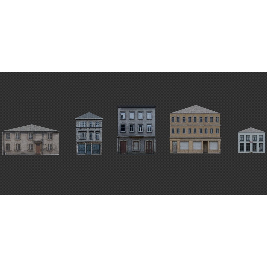 Old Buildings 3D Model – Low Poly Game-Ready Pack, FBX, OBJ, Blender - View 3