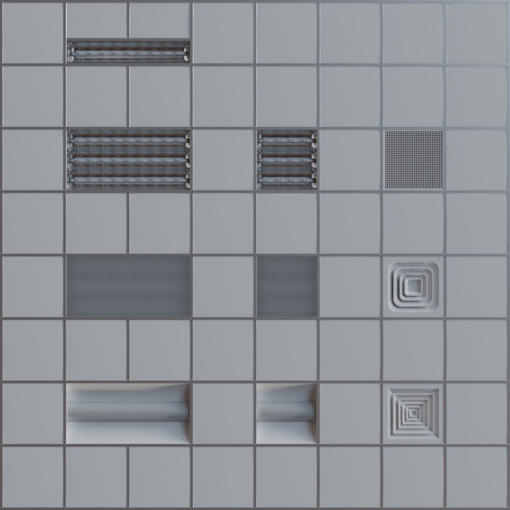 Modular Office Ceiling 3D Model – Low Poly Interior Asset, FBX - View 3