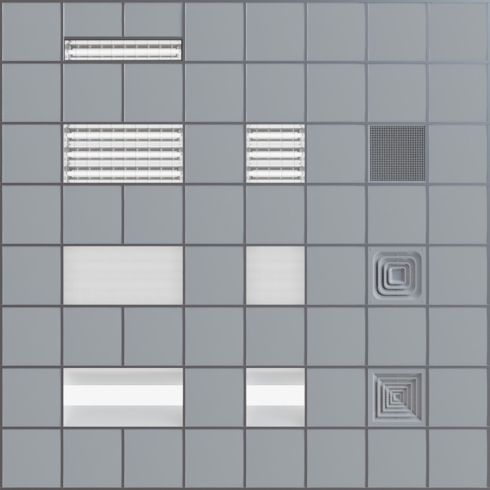 Modular Office Ceiling 3D Model – Low Poly Interior Asset, FBX - View 4