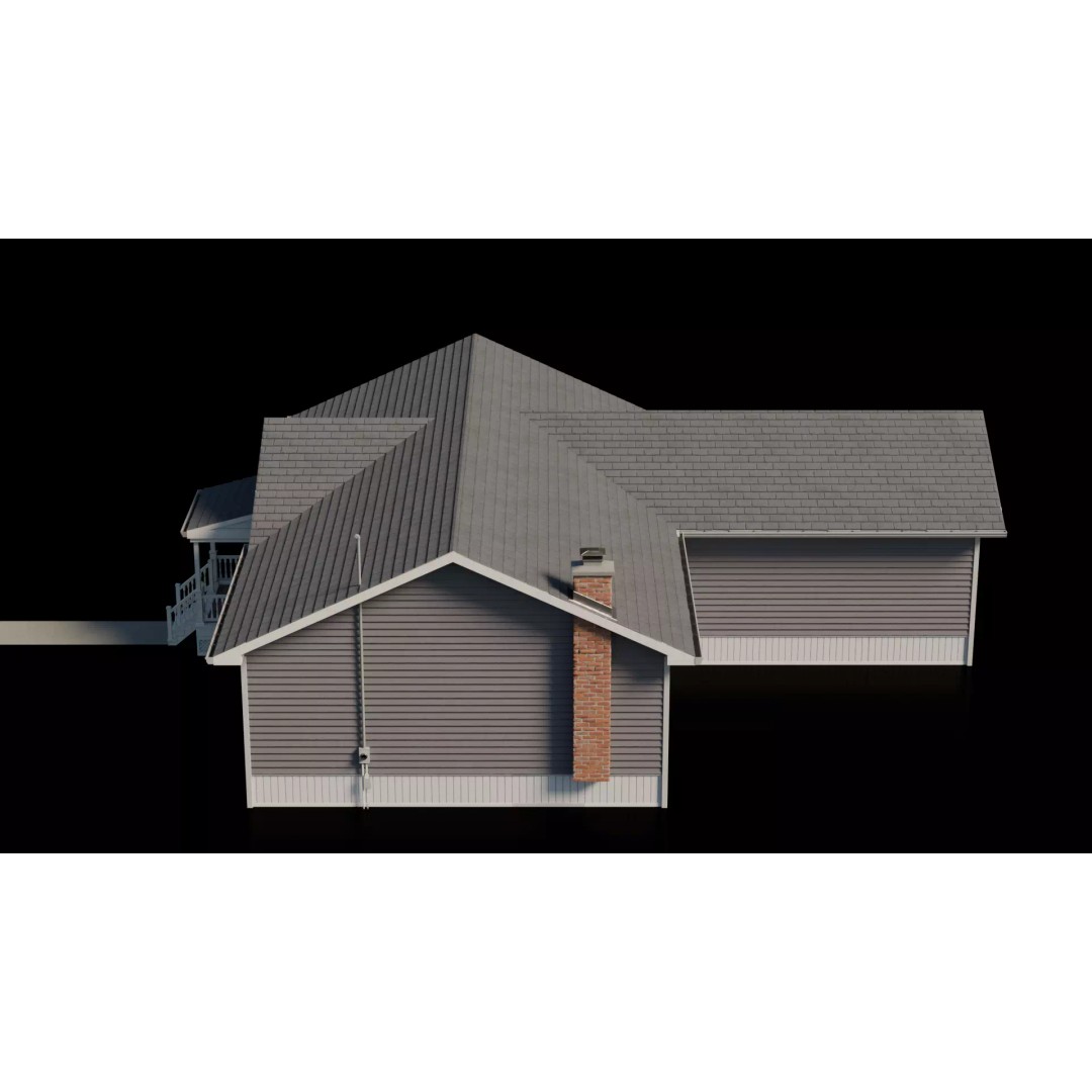 American Cottage House 3D Model – Low Poly PBR Asset for Archviz - View 11