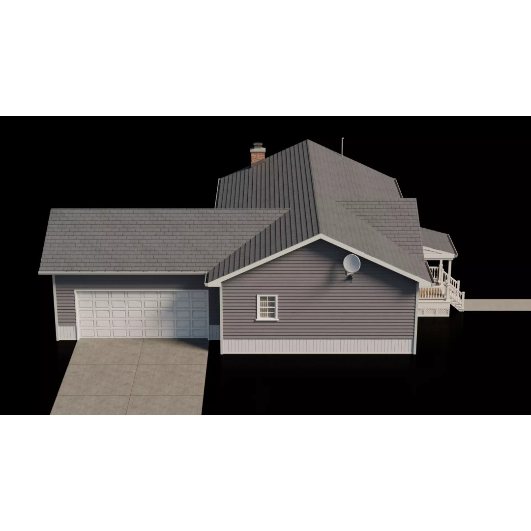 American Cottage House 3D Model – Low Poly PBR Asset for Archviz - View 13