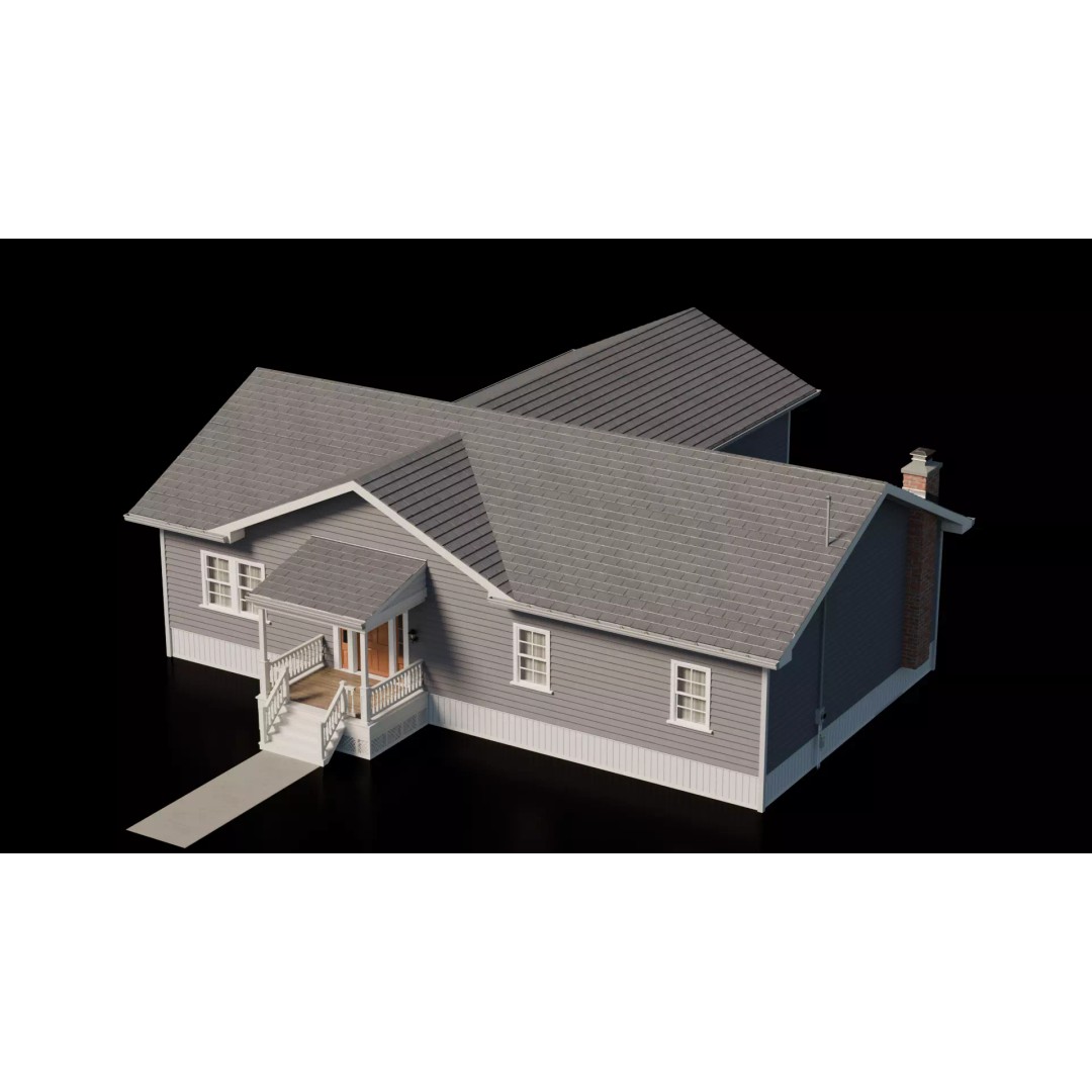 American Cottage House 3D Model – Low Poly PBR Asset for Archviz - View 15