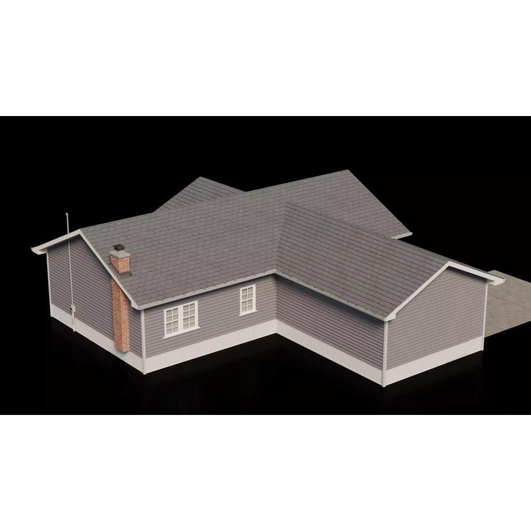 American Cottage House 3D Model – Low Poly PBR Asset for Archviz - View 16