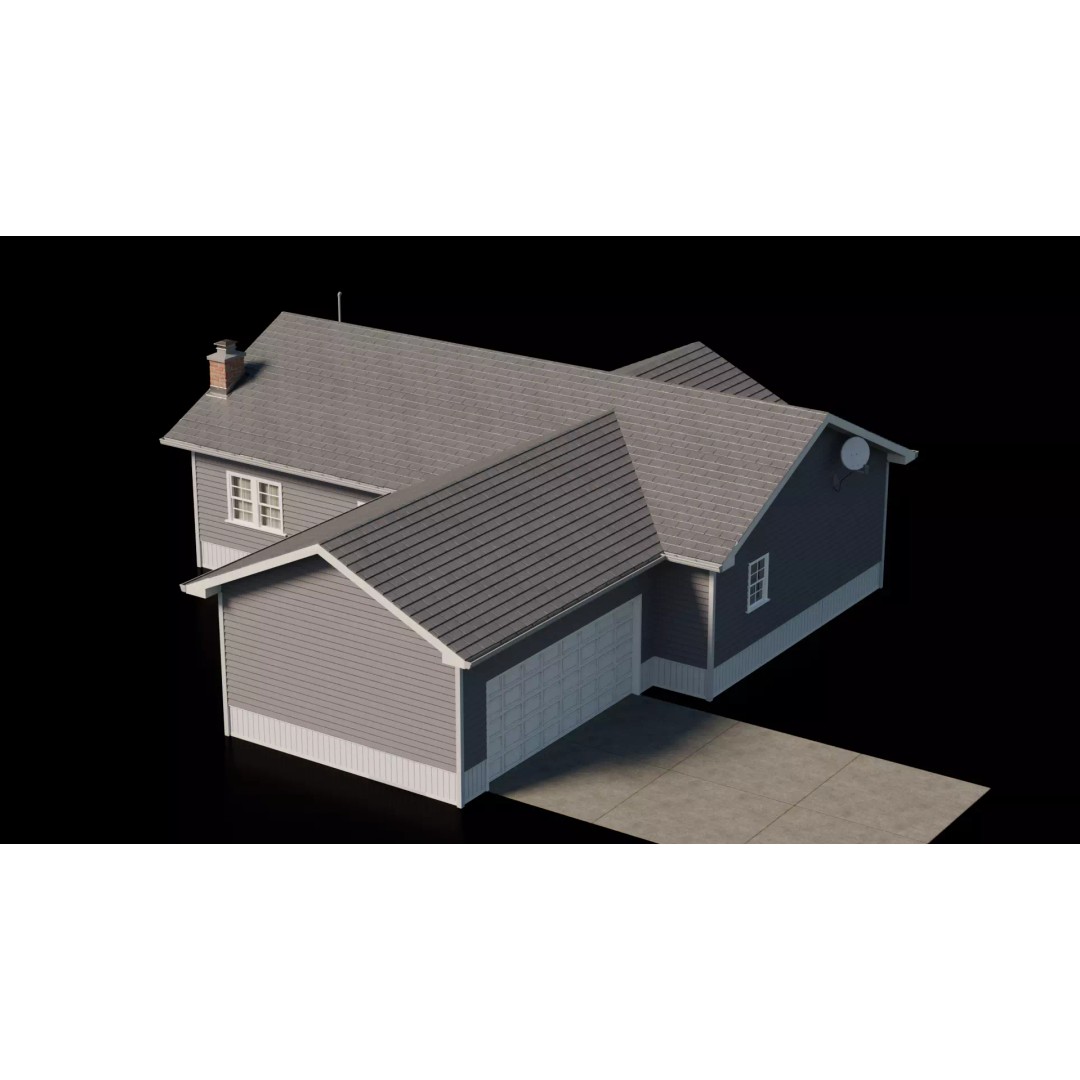 American Cottage House 3D Model – Low Poly PBR Asset for Archviz - View 17