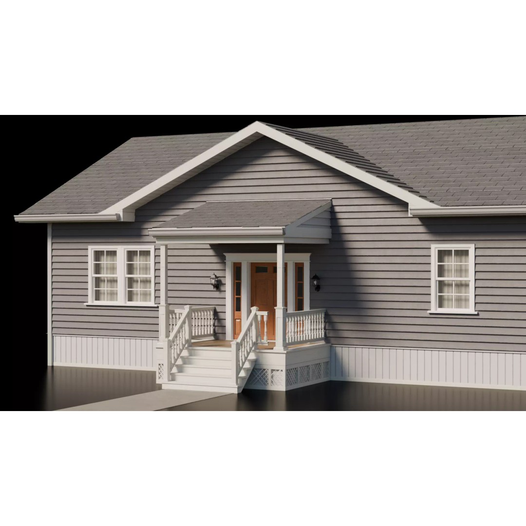 American Cottage House 3D Model – Low Poly PBR Asset for Archviz - View 18