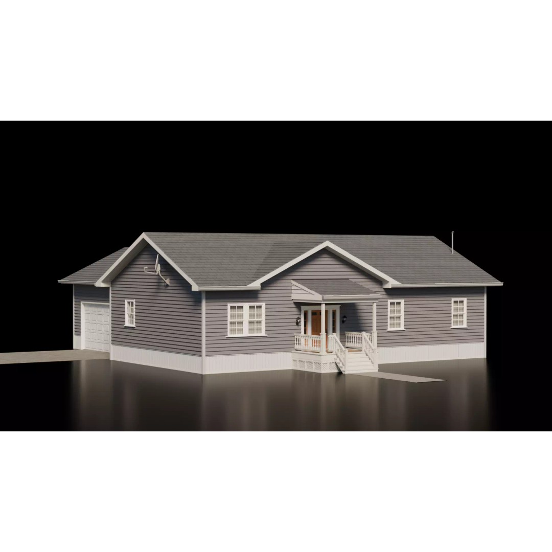 American Cottage House 3D Model – Low Poly PBR Asset for Archviz - View 2