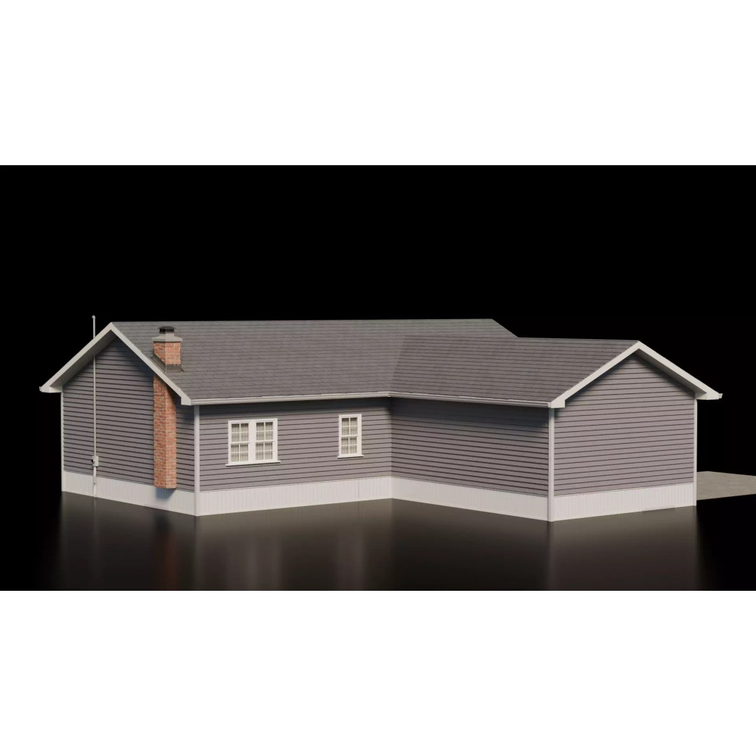 American Cottage House 3D Model – Low Poly PBR Asset for Archviz - View 4