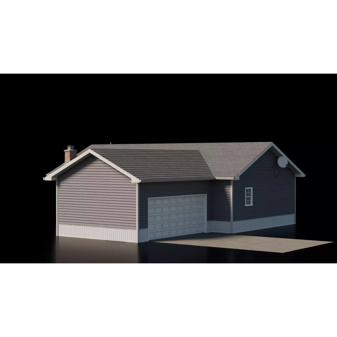 American Cottage House 3D Model – Low Poly PBR Asset for Archviz - View 5