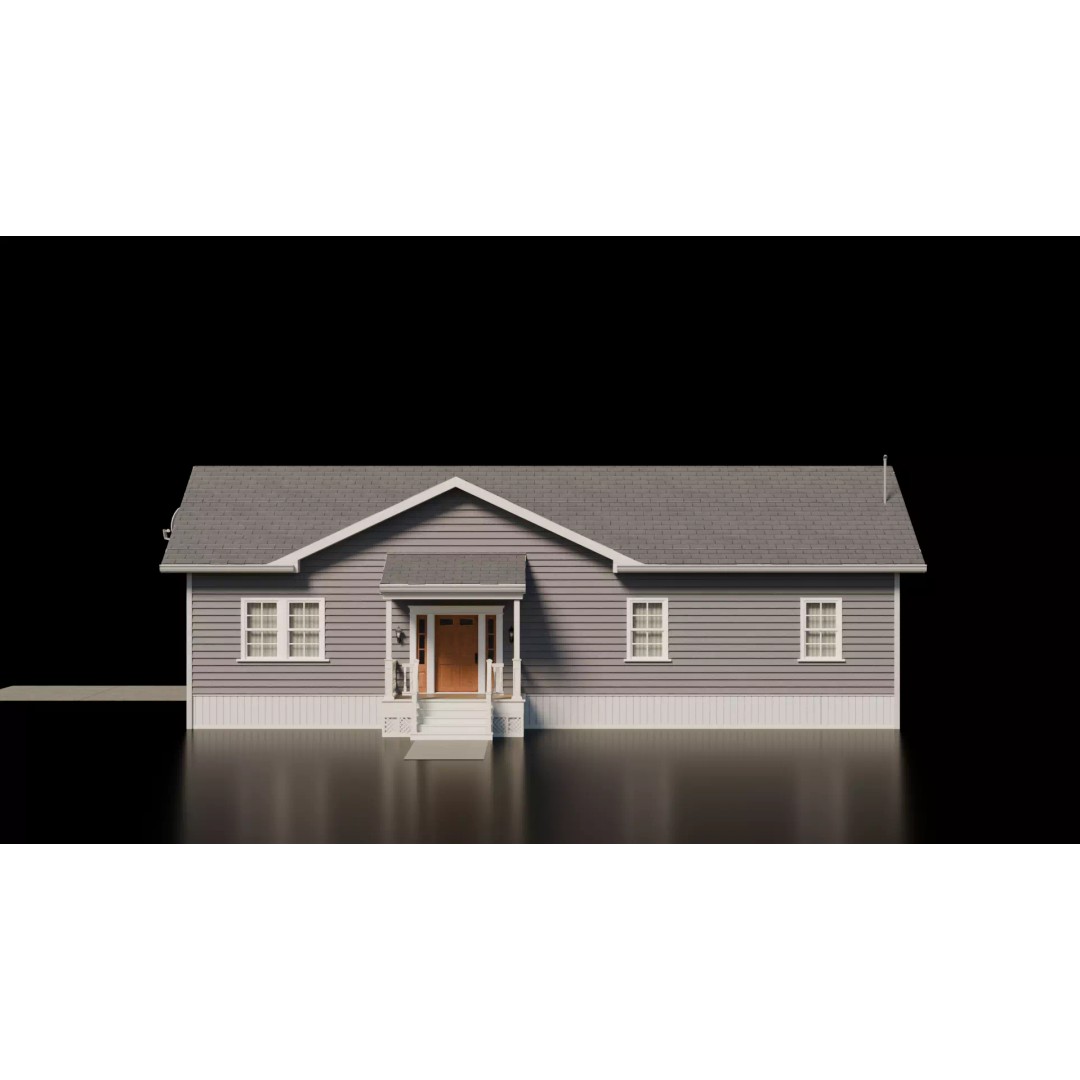 American Cottage House 3D Model – Low Poly PBR Asset for Archviz - View 6