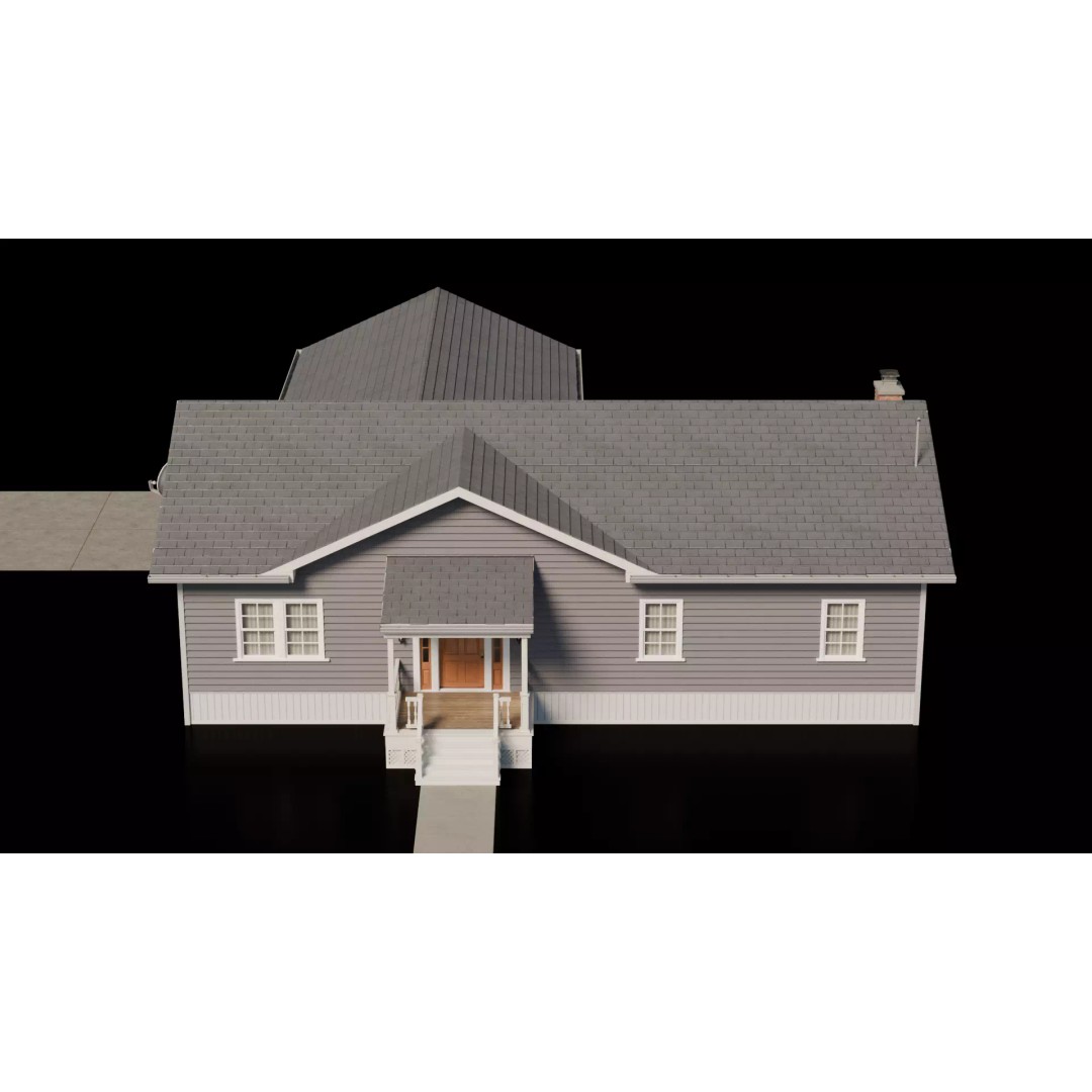 American Cottage House 3D Model – Low Poly PBR Asset for Archviz - View 7