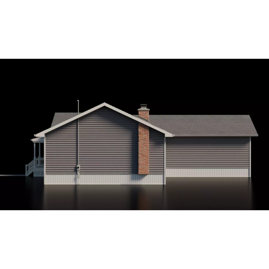 American Cottage House 3D Model – Low Poly PBR Asset for Archviz - View 8