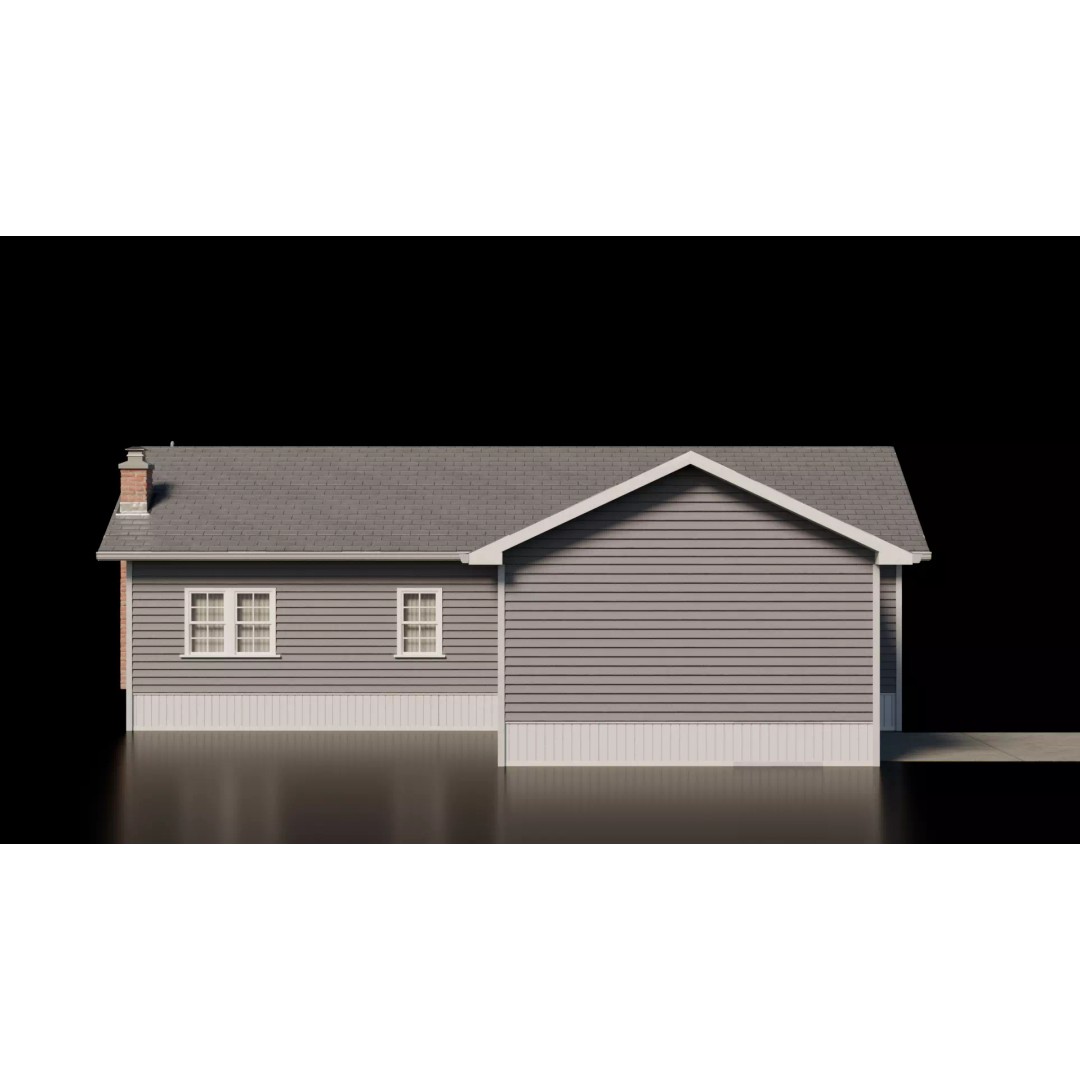 American Cottage House 3D Model – Low Poly PBR Asset for Archviz - View 9