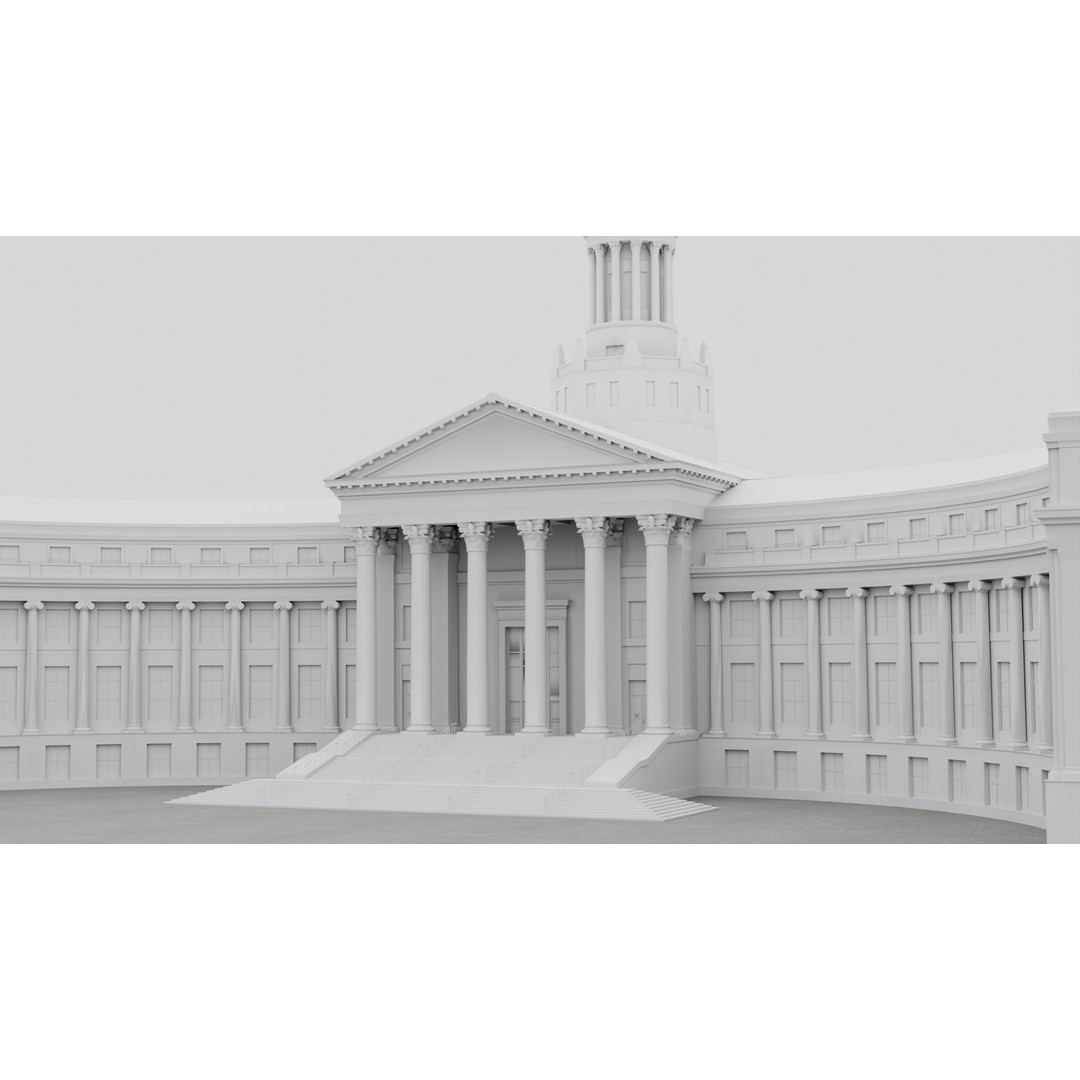 Denver City Hall 3D Model – Low Poly Architectural Asset, FBX