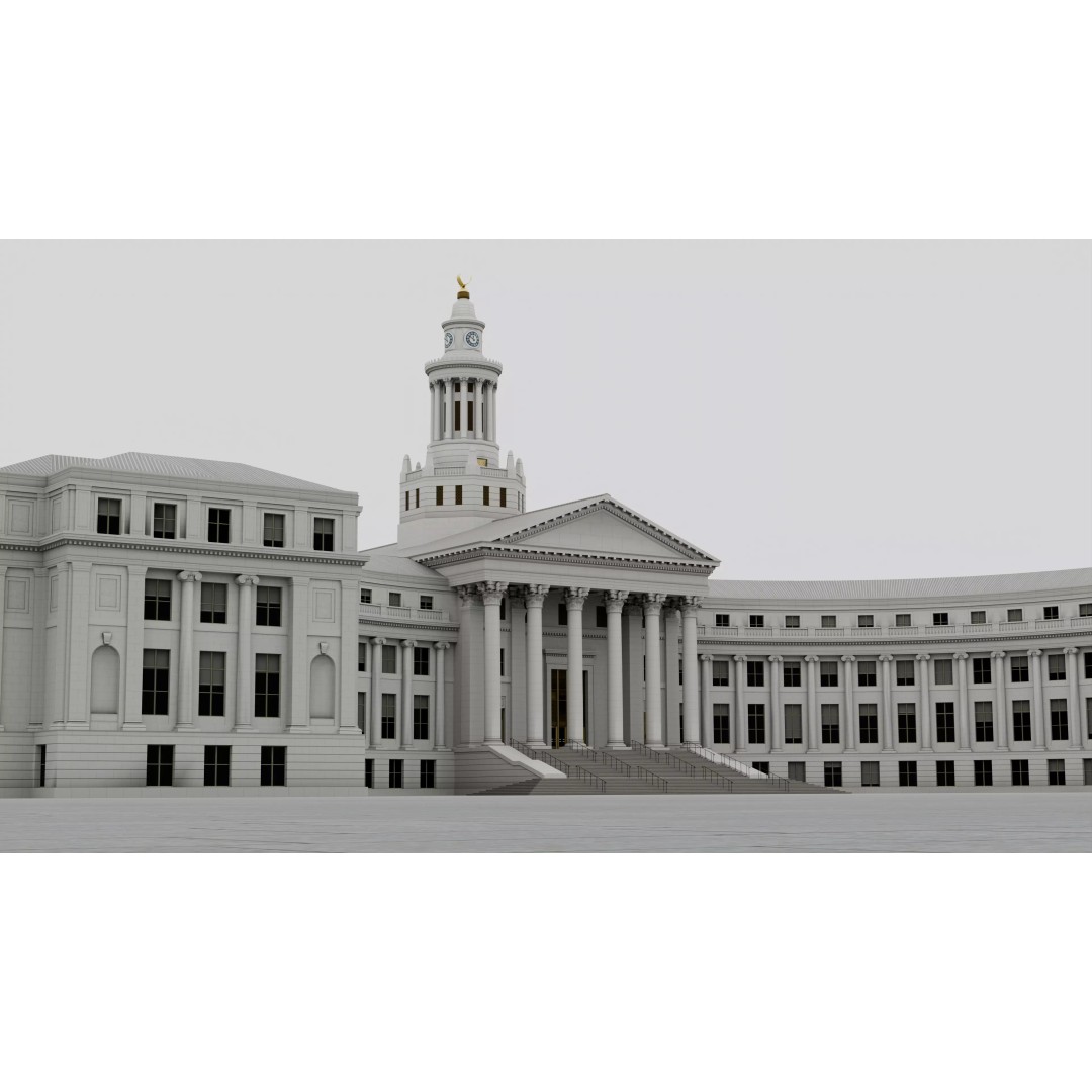 Denver City Hall 3D Model – Low Poly Architectural Asset, FBX - View 2