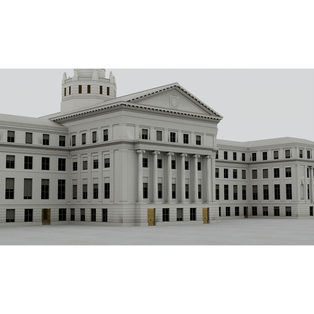 Denver City Hall 3D Model – Low Poly Architectural Asset, FBX - View 3