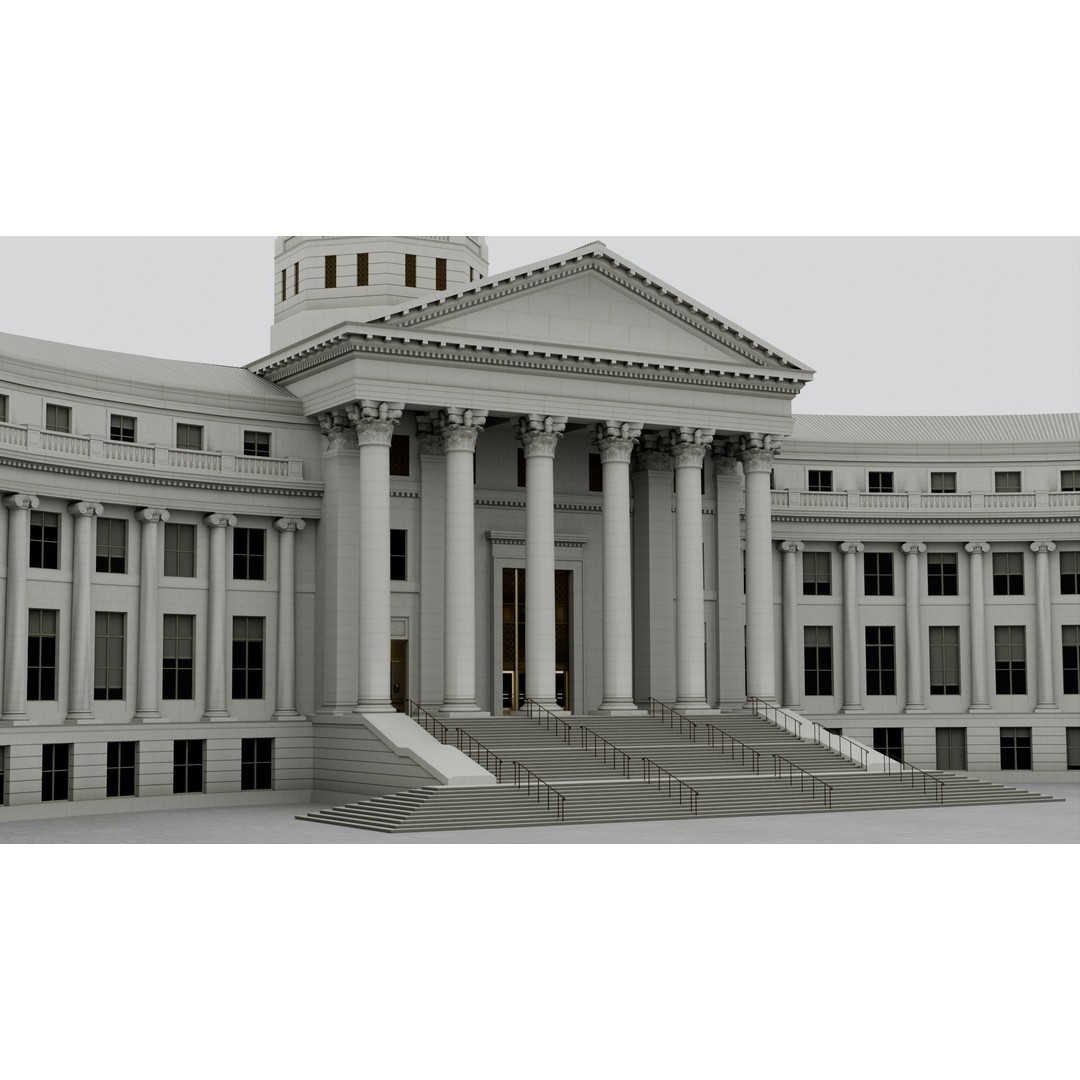 Denver City Hall 3D Model – Low Poly Architectural Asset, FBX - View 4