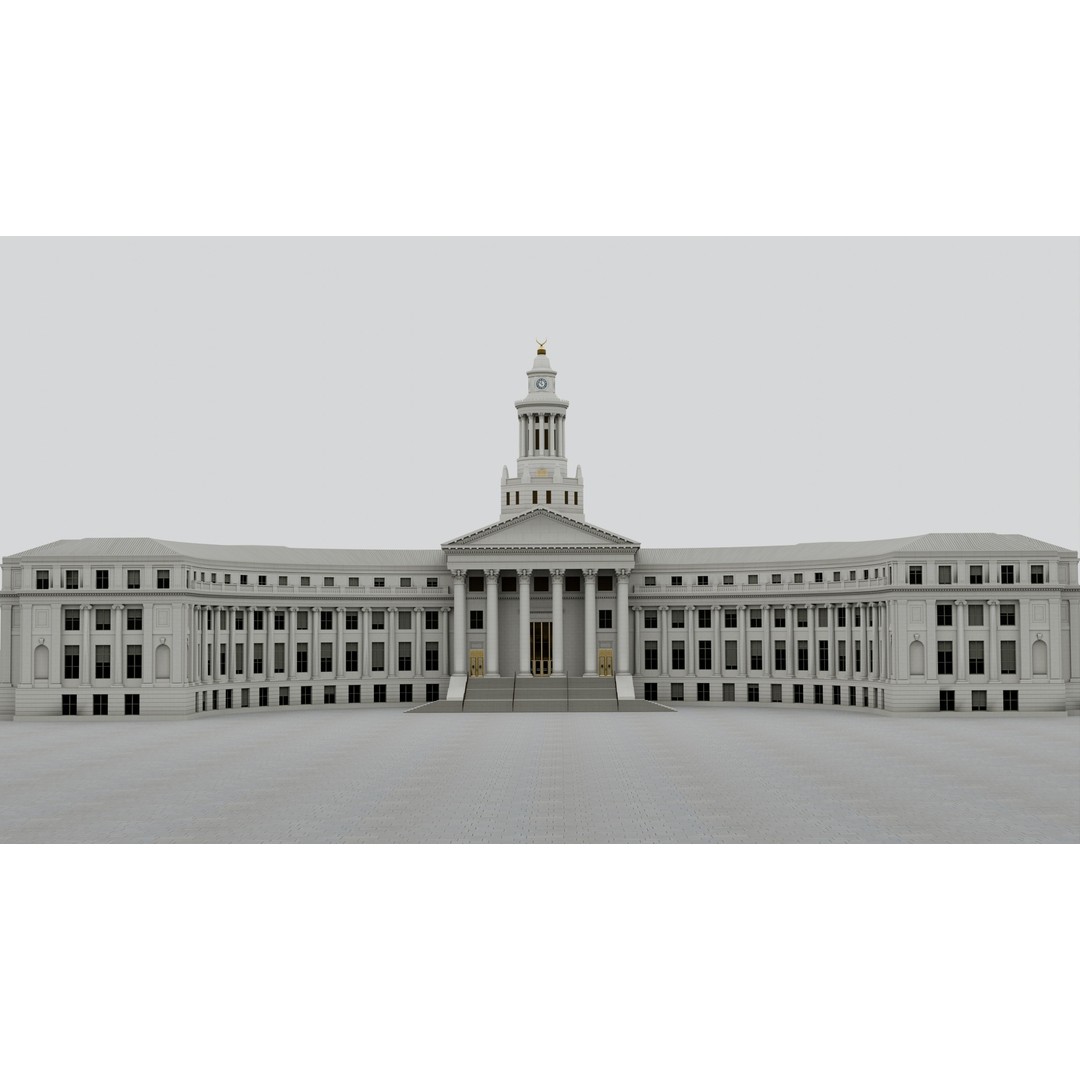 Denver City Hall 3D Model – Low Poly Architectural Asset, FBX - View 5