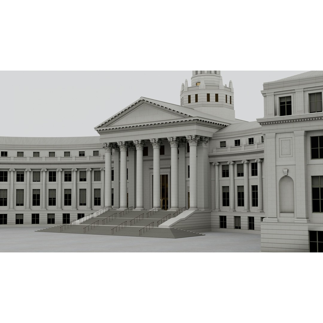 Denver City Hall 3D Model – Low Poly Architectural Asset, FBX - View 7