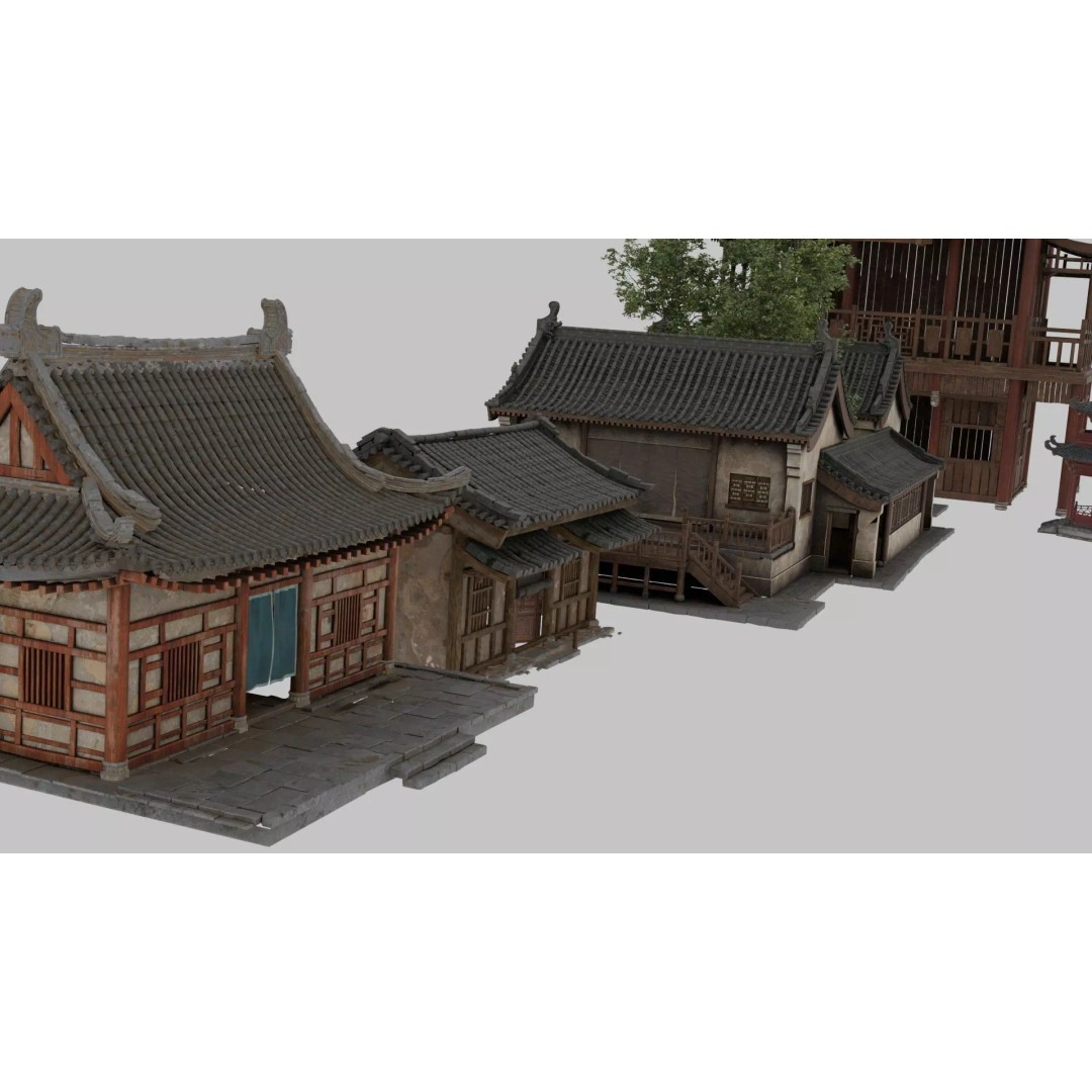 Chinese Ancient Architecture 3D Model – Low Poly Game Asset, FBX - View 2
