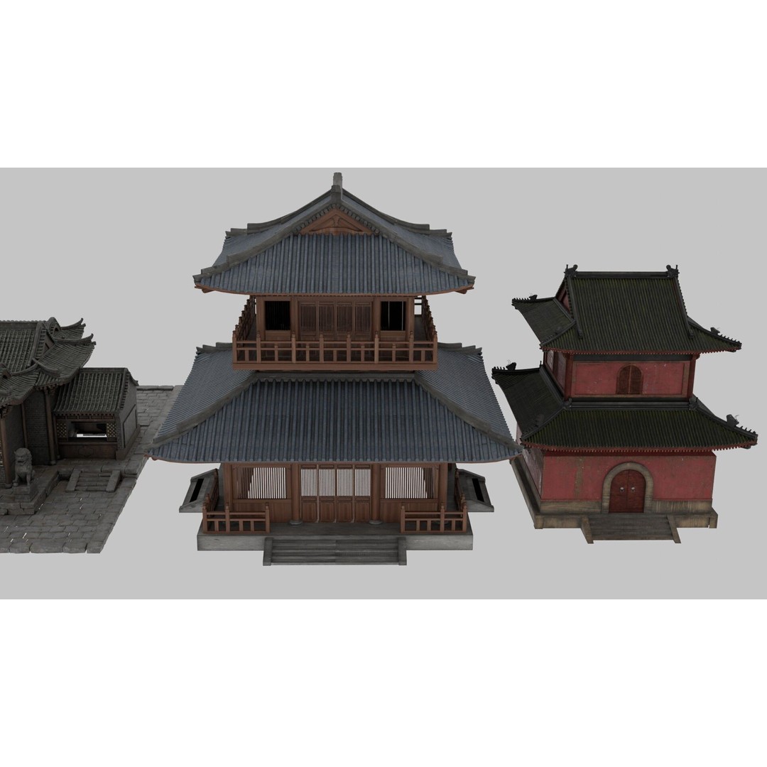 Chinese Ancient Architecture 3D Model – Low Poly Game Asset, FBX - View 8