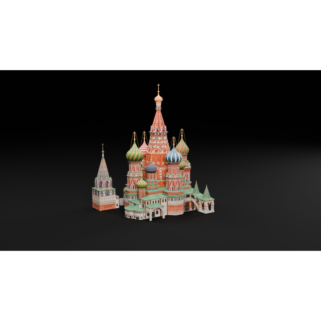 St Basil Cathedral 3D Model – Low Poly Architectural Asset, FBX, OBJ - View 3