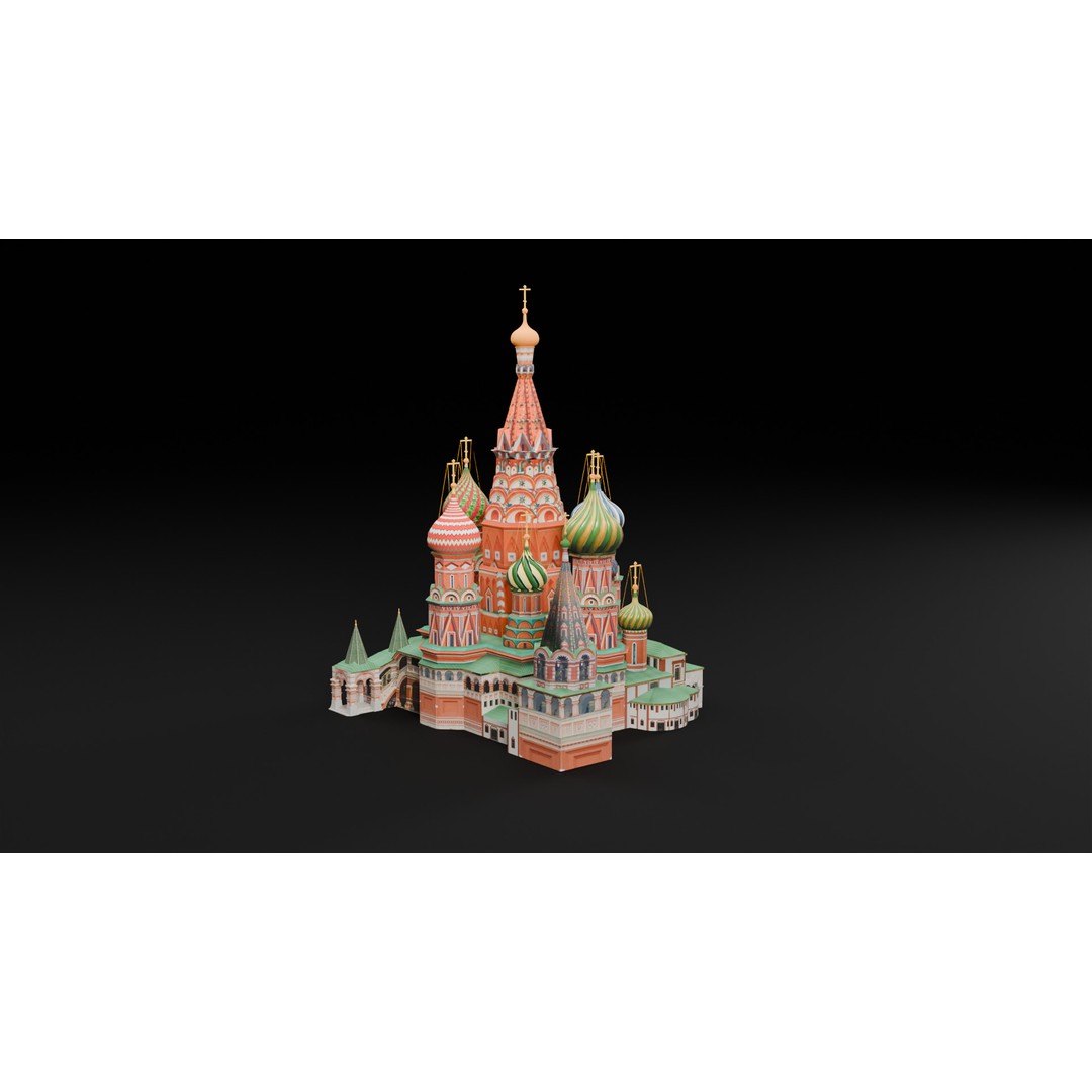 St Basil Cathedral 3D Model – Low Poly Architectural Asset, FBX, OBJ - View 4