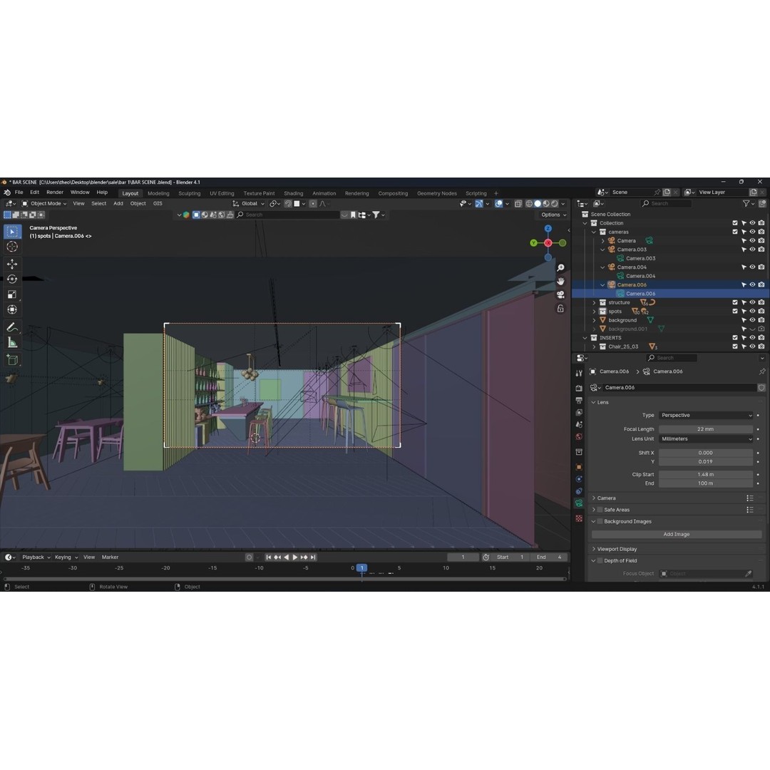 Modern Bar 3D Model – Sleek Blender Scene for Interior Design - View 10