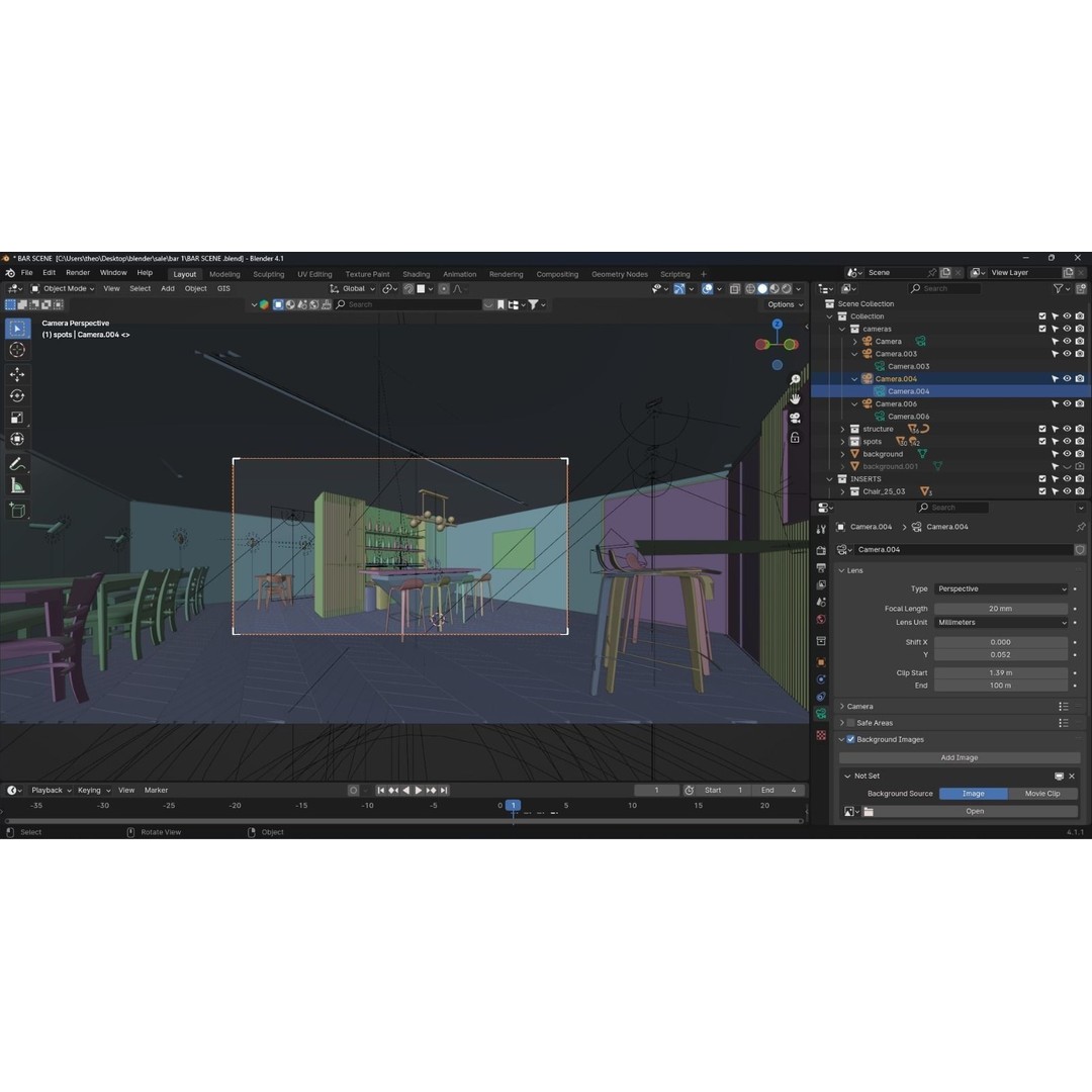 Modern Bar 3D Model – Sleek Blender Scene for Interior Design - View 11