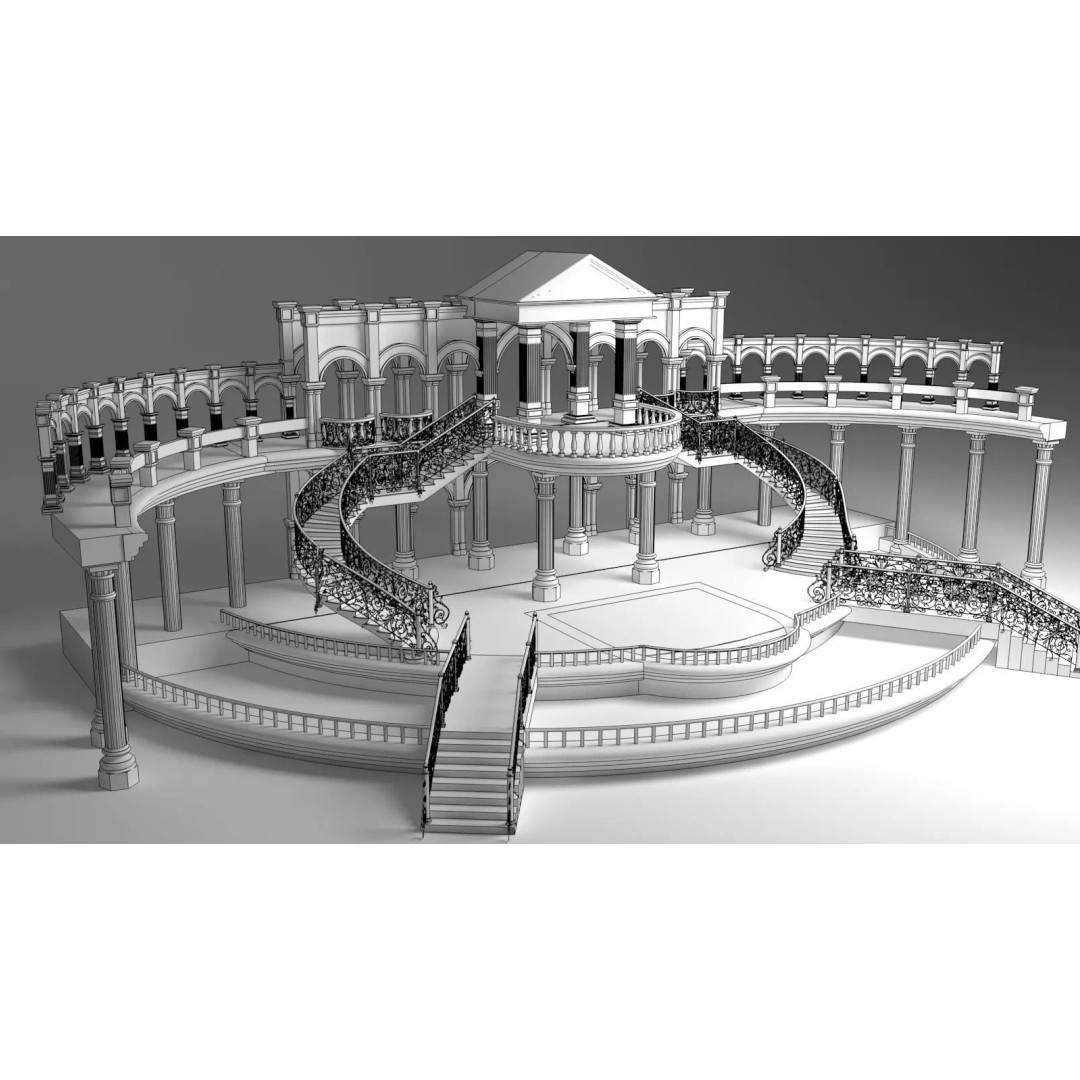 Couple Wedding Stage 3D Model – Elegant Decoration for Virtual Events - View 3