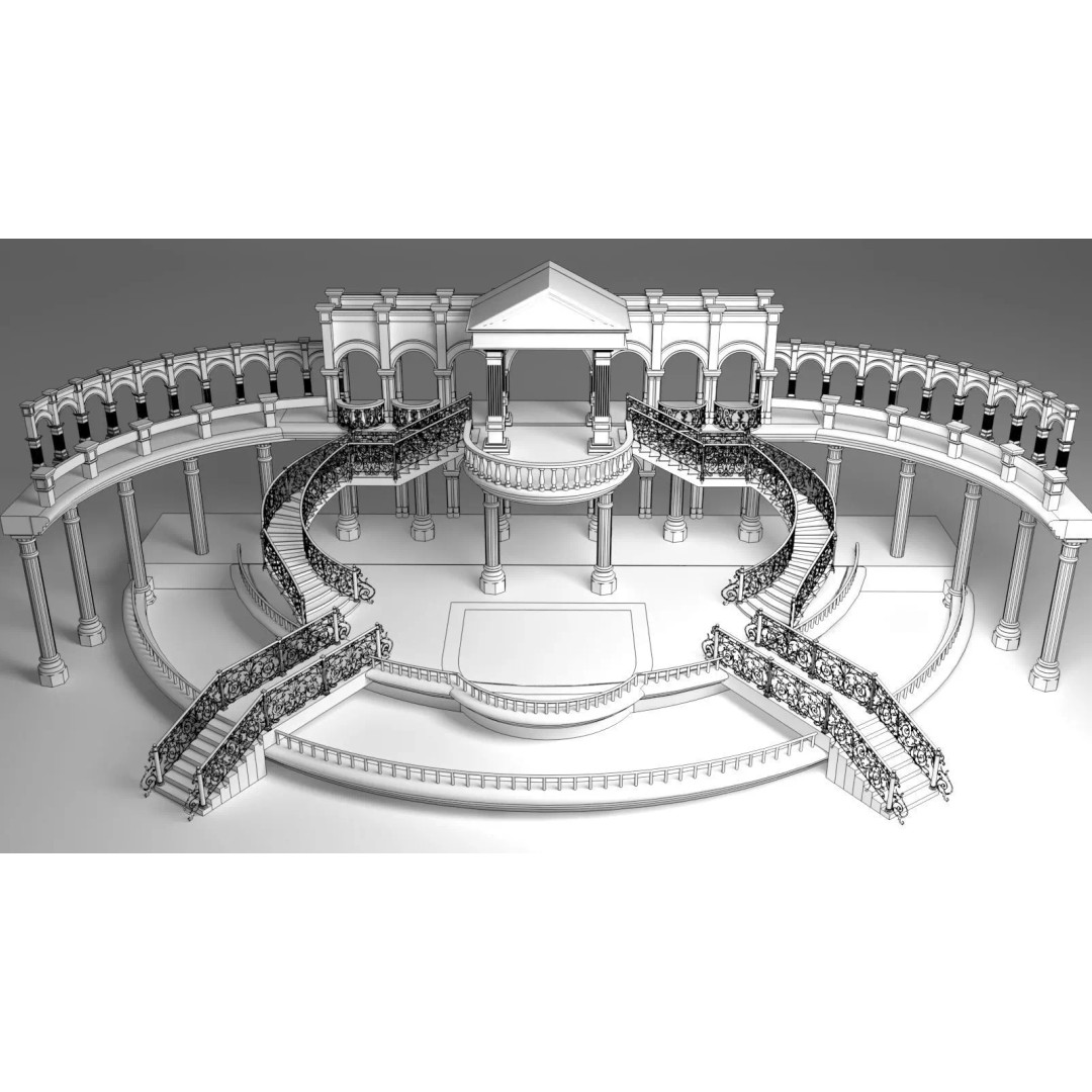 Couple Wedding Stage 3D Model – Elegant Decoration for Virtual Events - View 5