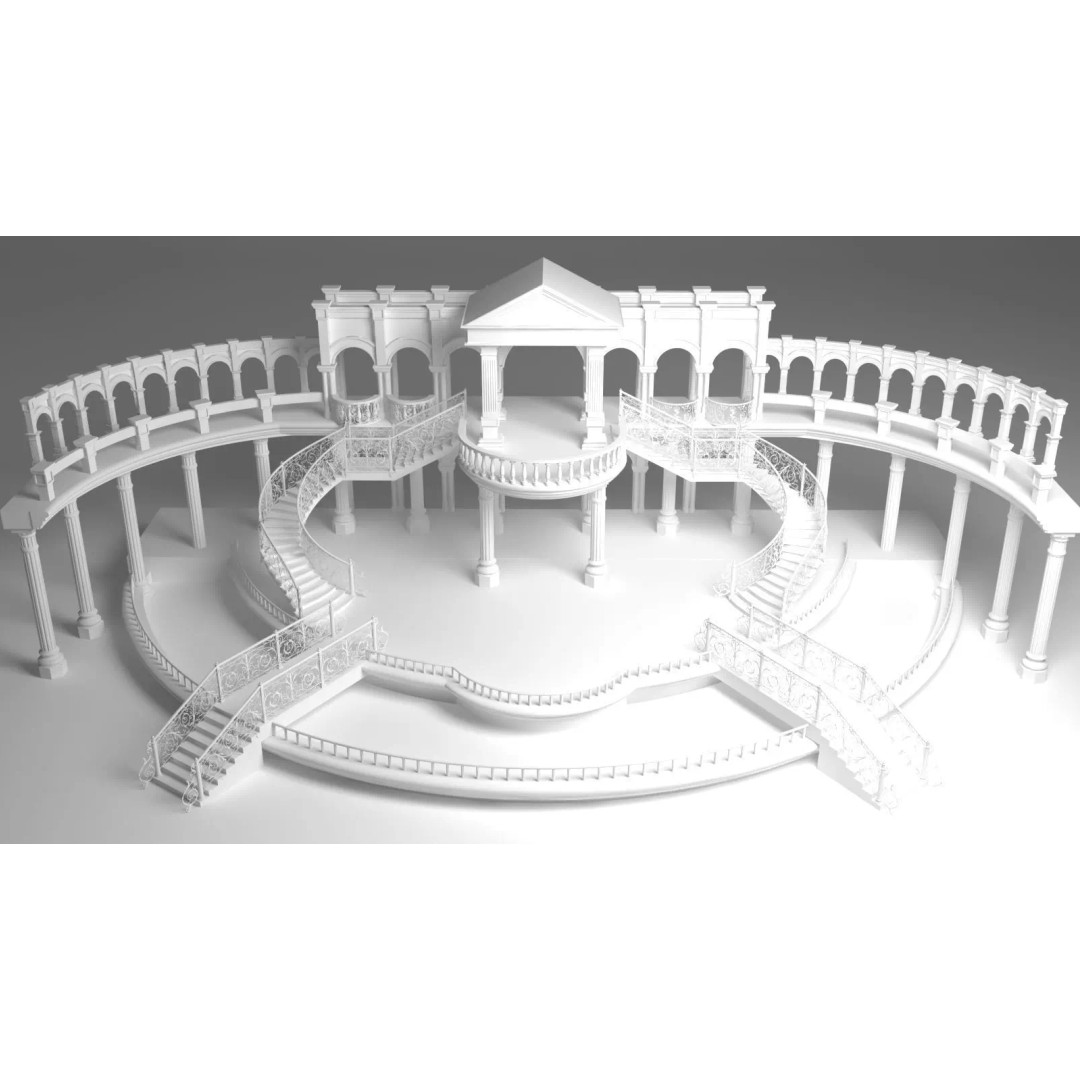 Couple Wedding Stage 3D Model – Elegant Decoration for Virtual Events - View 9