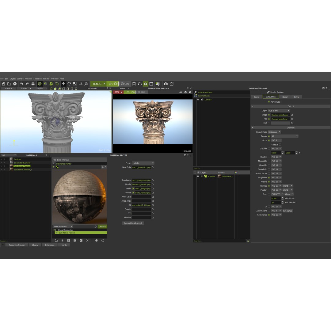 Palais Garnier Column 3D Model – Low Poly Architectural Asset, FBX, OBJ