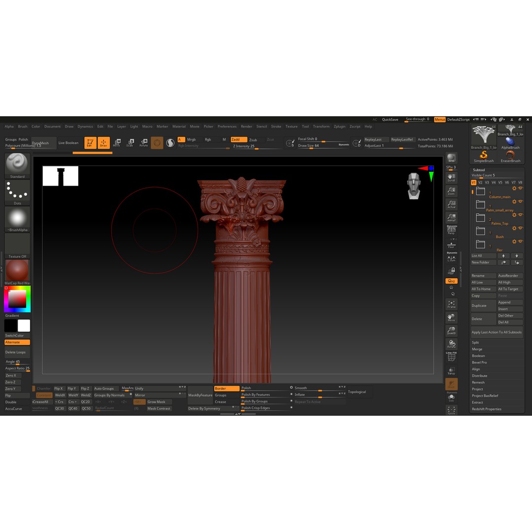 Palais Garnier Column 3D Model – Low Poly Architectural Asset, FBX, OBJ - View 11