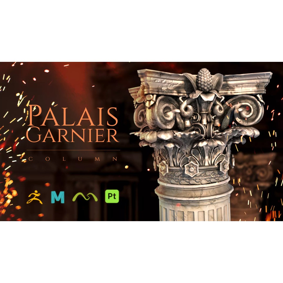 Palais Garnier Column 3D Model – Low Poly Architectural Asset, FBX, OBJ - View 2