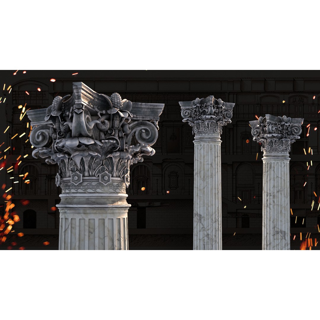 Palais Garnier Column 3D Model – Low Poly Architectural Asset, FBX, OBJ - View 4