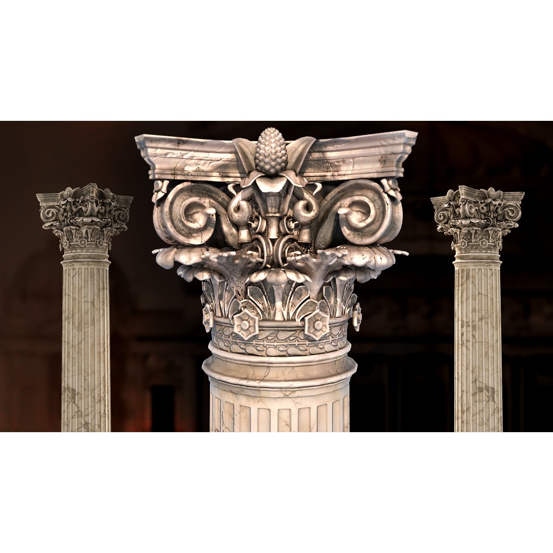 Palais Garnier Column 3D Model – Low Poly Architectural Asset, FBX, OBJ - View 6