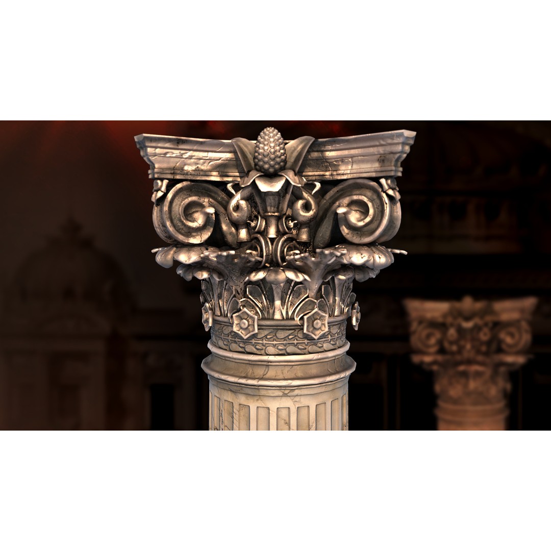 Palais Garnier Column 3D Model – Low Poly Architectural Asset, FBX, OBJ - View 8
