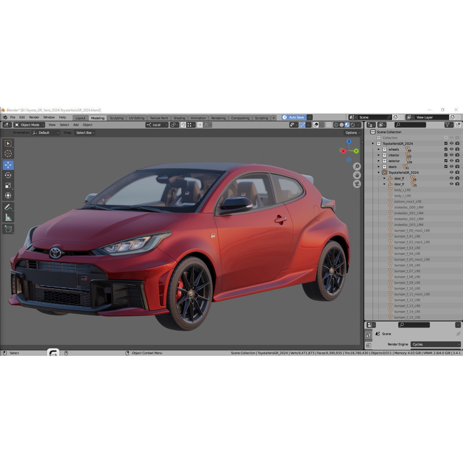 Toyota GR Yaris 2024 - Low-Poly Game-Ready 3D Model - View 42