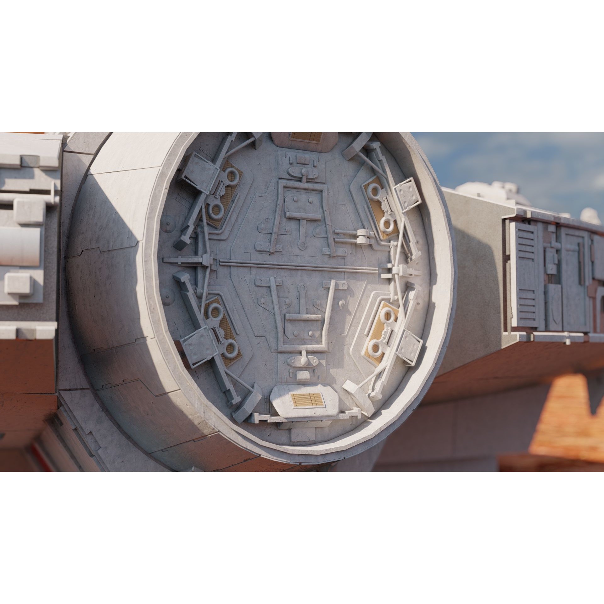 Millennium Falcon with Interior - Game-Ready 3D Model - View 10