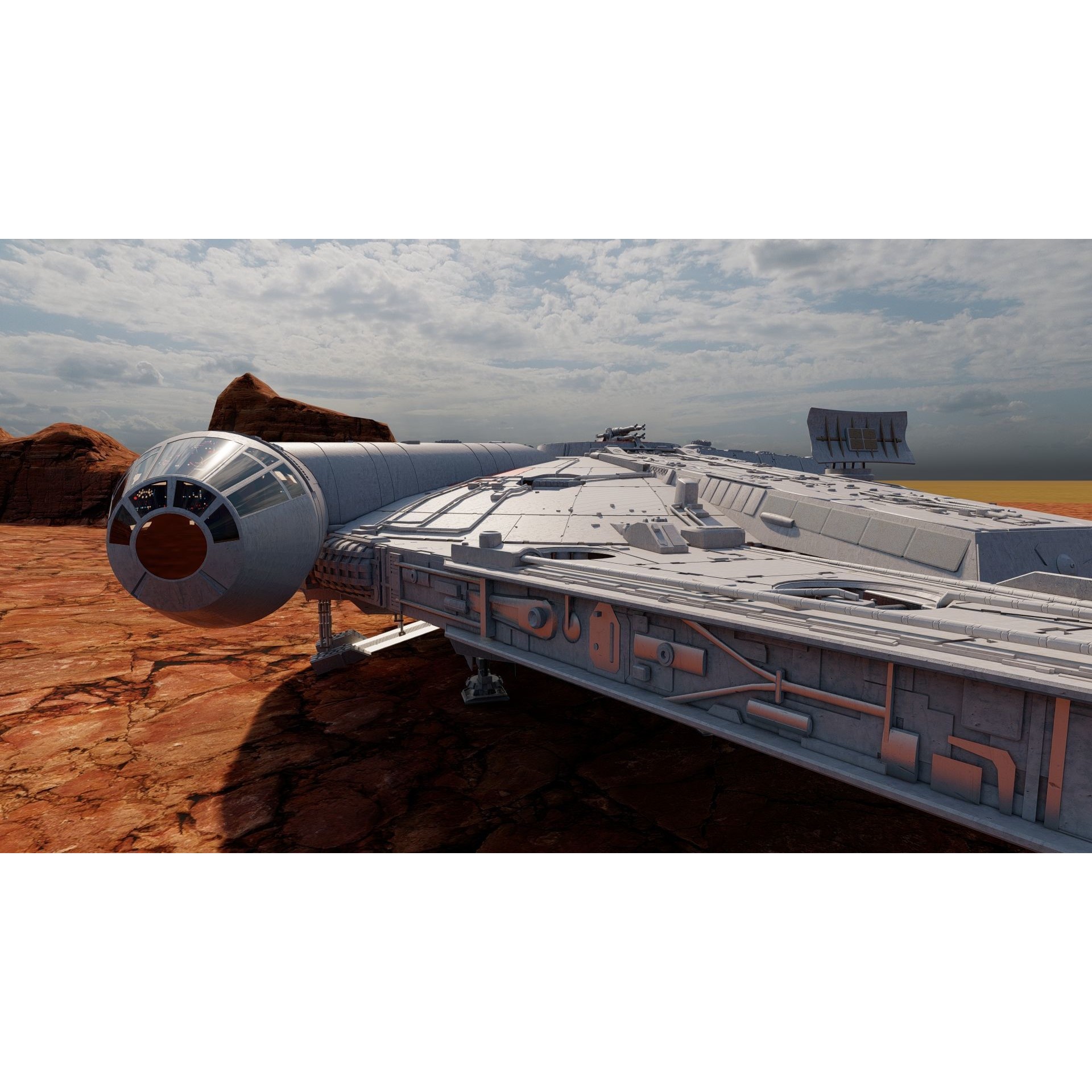 Millennium Falcon with Interior - Game-Ready 3D Model - View 18