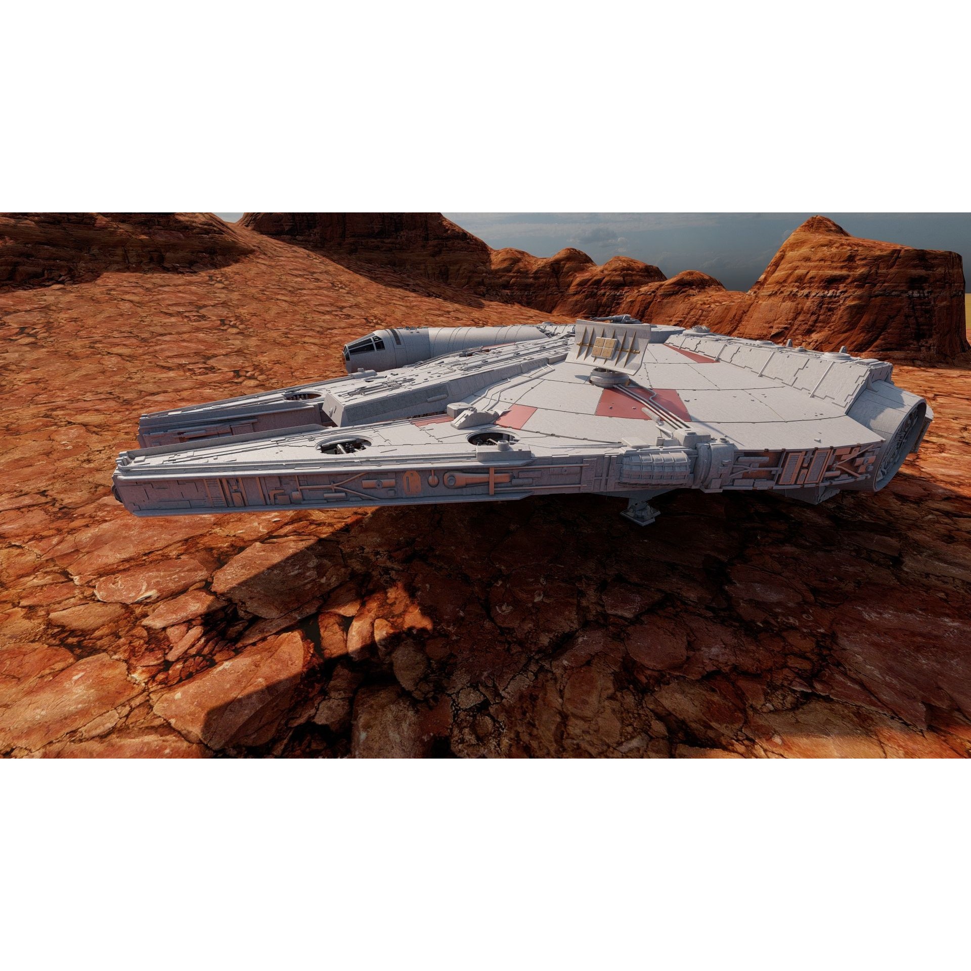 Millennium Falcon with Interior - Game-Ready 3D Model - View 3