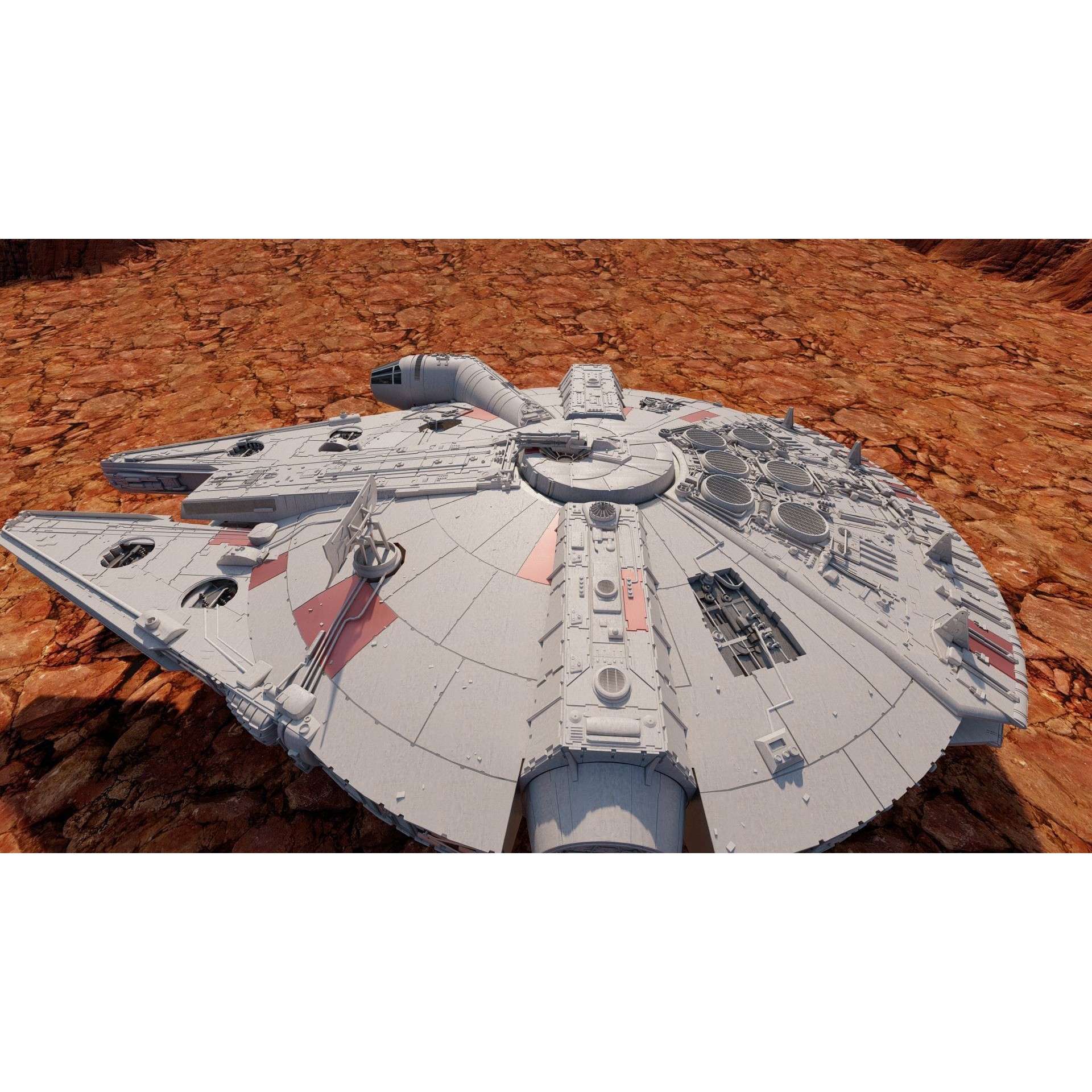 Millennium Falcon with Interior - Game-Ready 3D Model - View 4