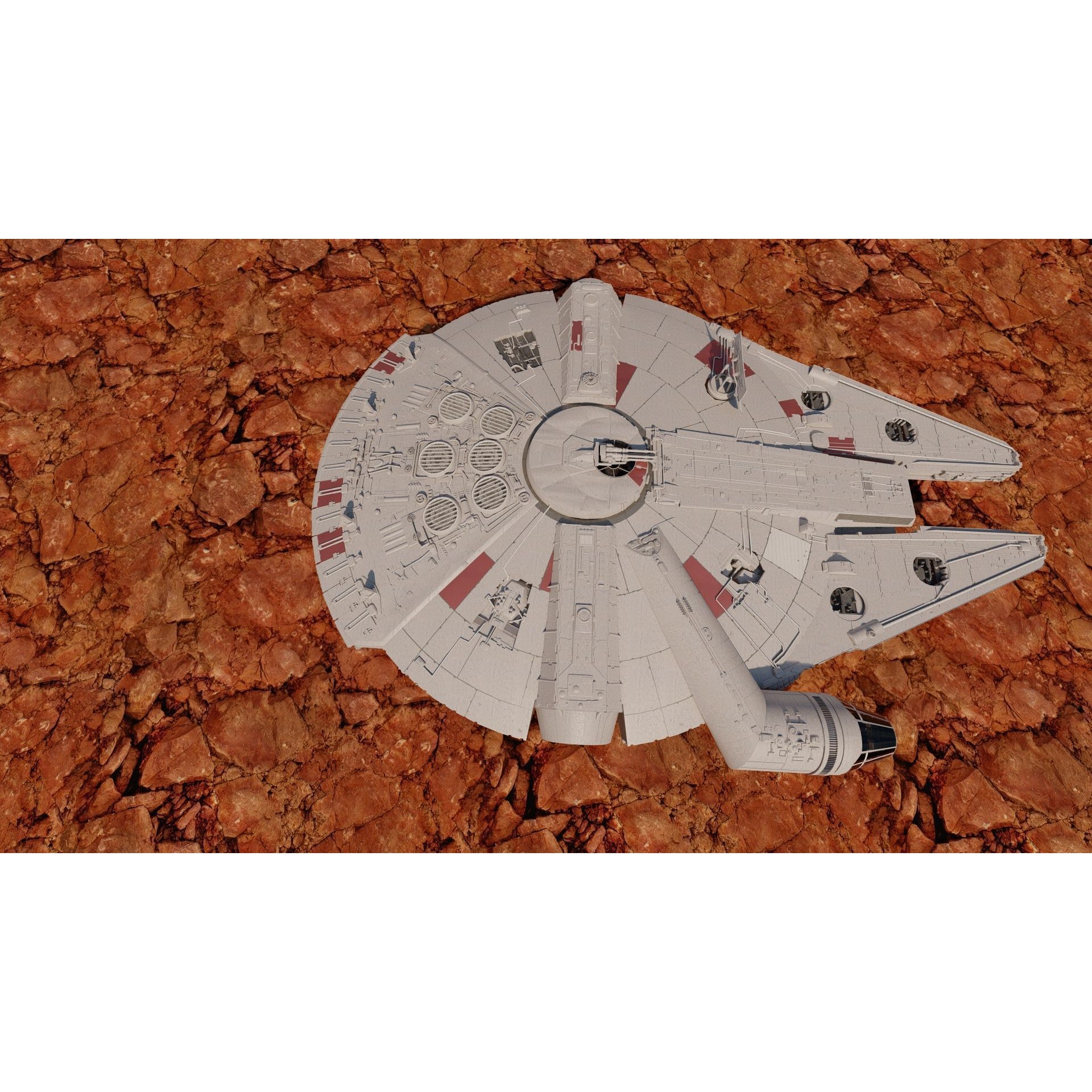 Millennium Falcon with Interior - Game-Ready 3D Model - View 5