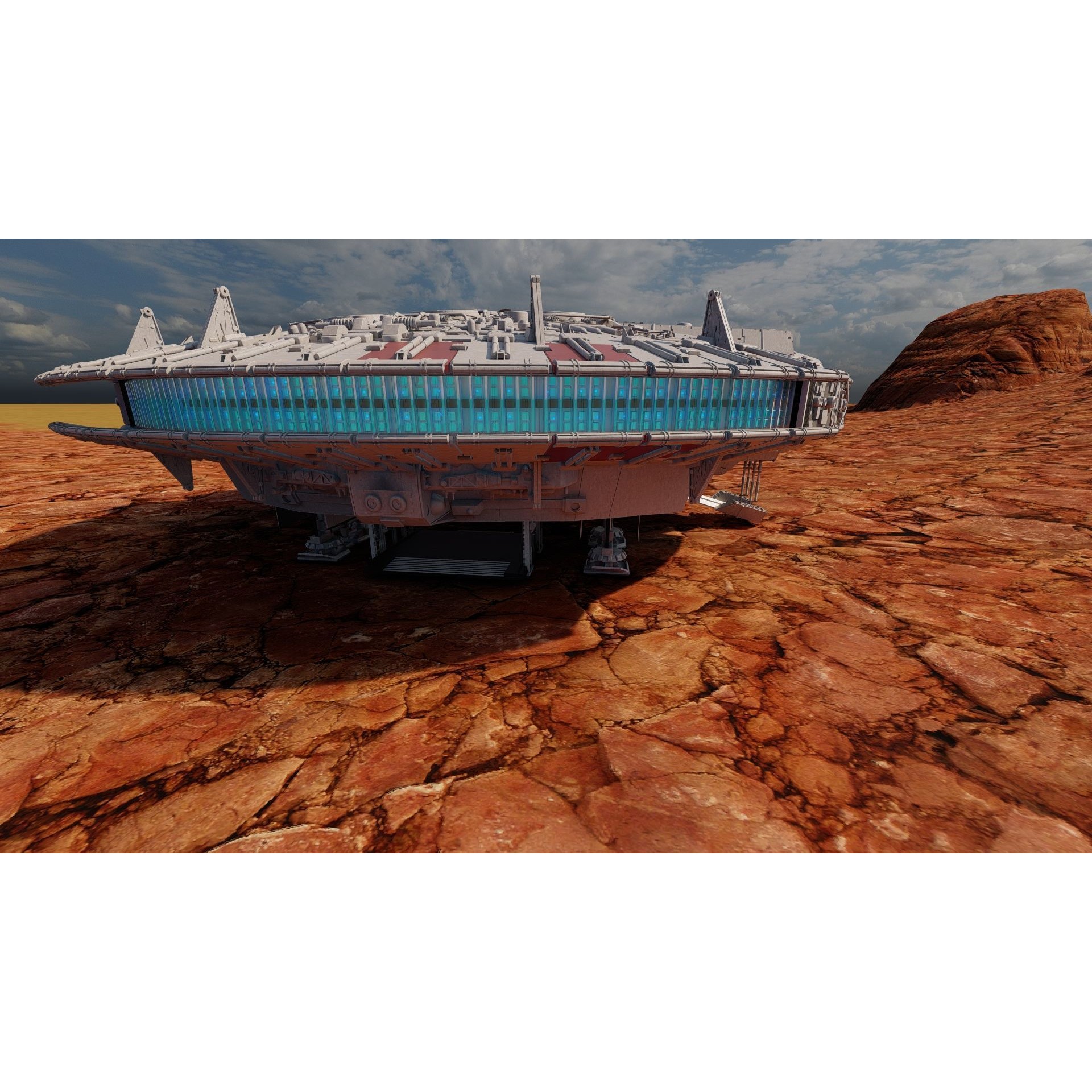 Millennium Falcon with Interior - Game-Ready 3D Model - View 6