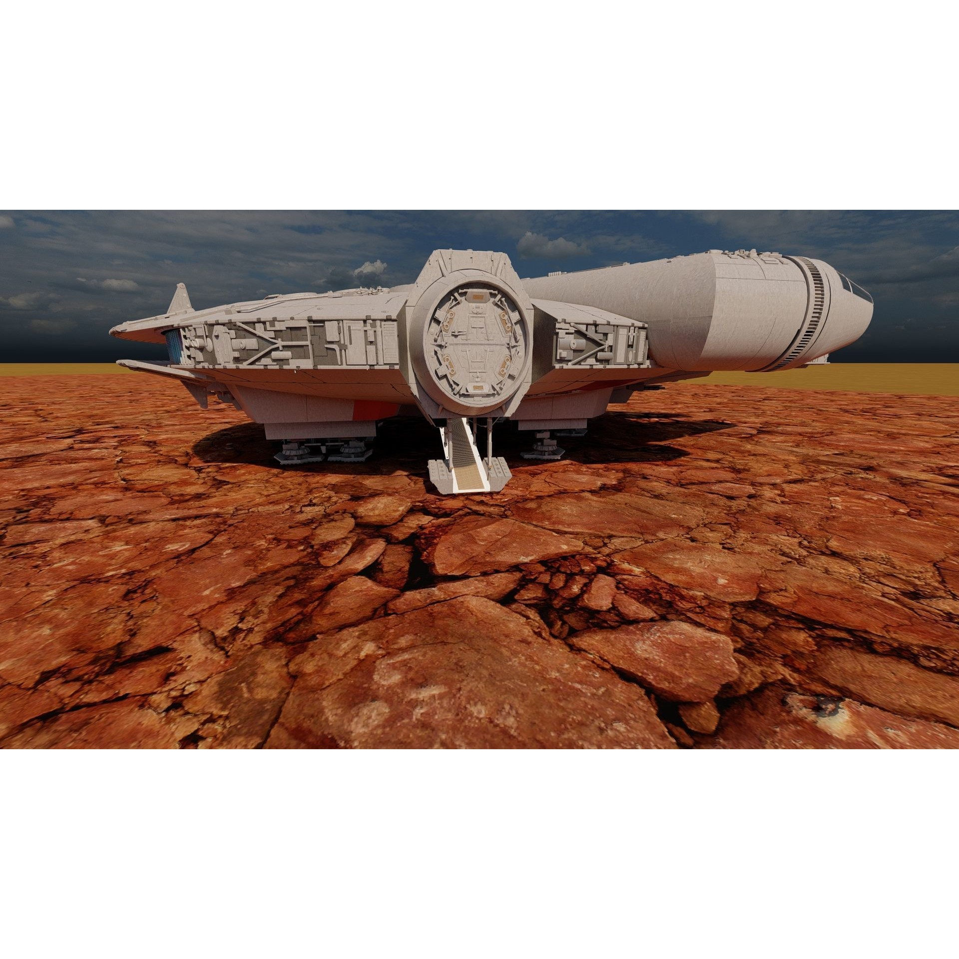 Millennium Falcon with Interior - Game-Ready 3D Model - View 7