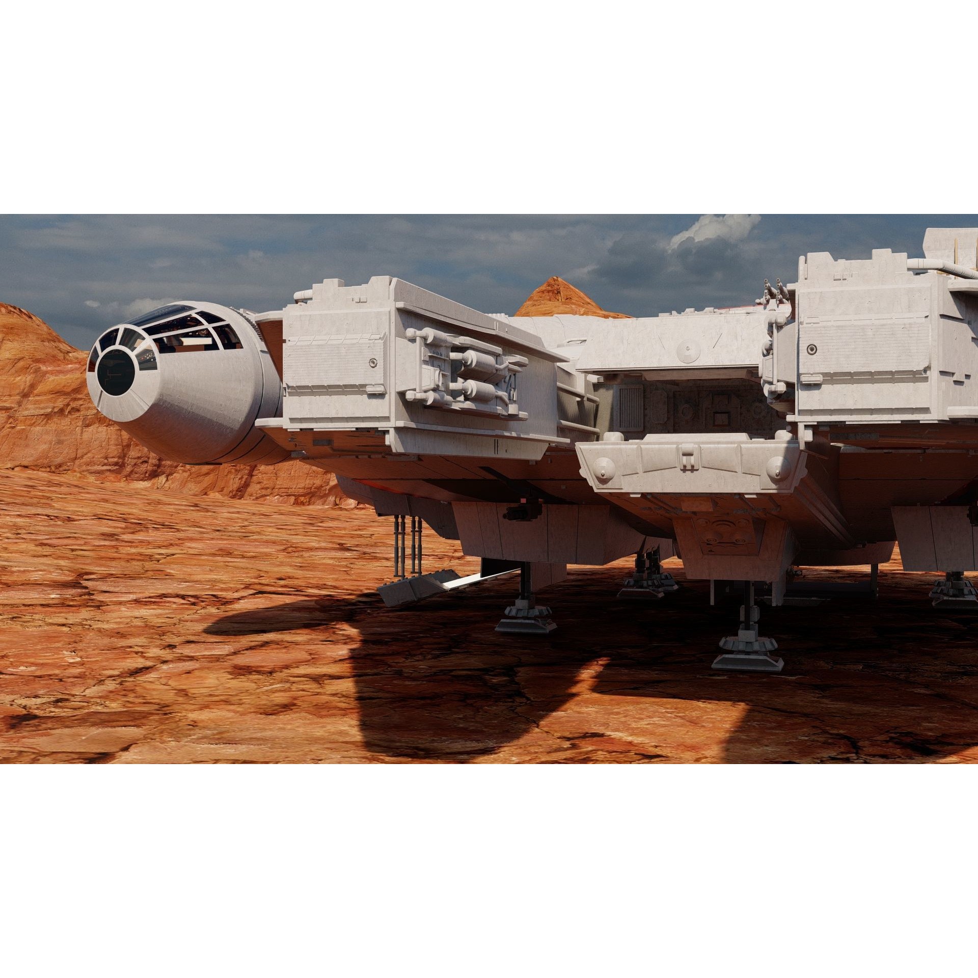 Millennium Falcon with Interior - Game-Ready 3D Model - View 8