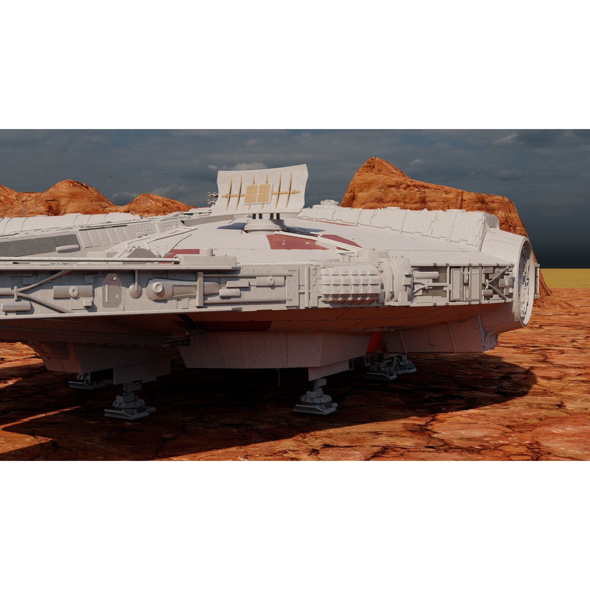 Millennium Falcon with Interior - Game-Ready 3D Model - View 9