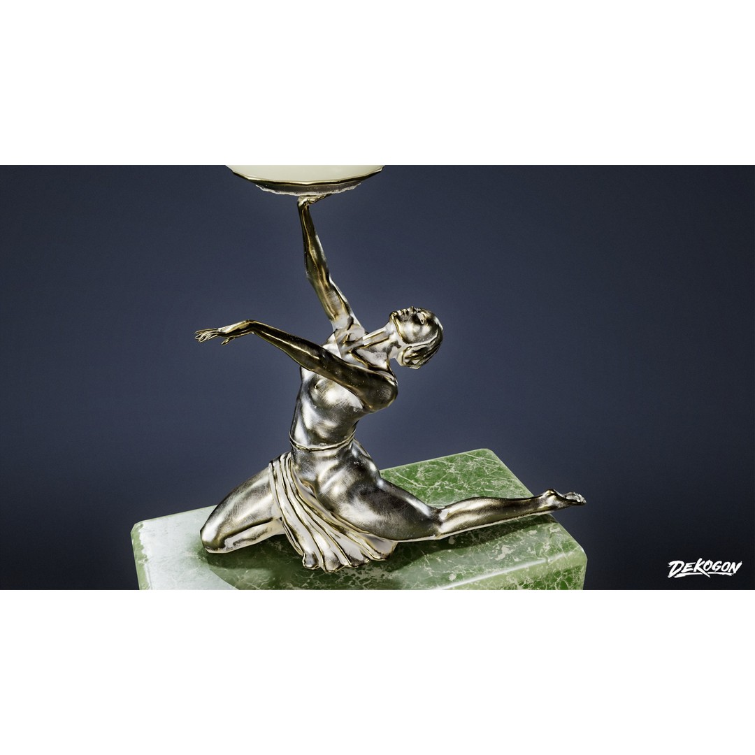 Art Deco Lamp 3D Model – Low Poly Lighting Asset, FBX