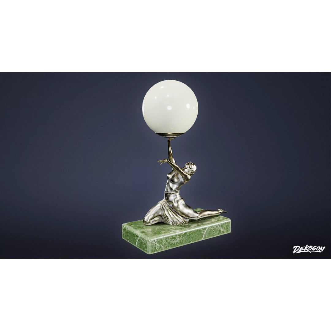 Art Deco Lamp 3D Model – Low Poly Lighting Asset, FBX - View 2