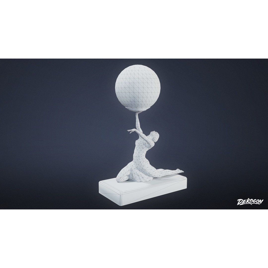 Art Deco Lamp 3D Model – Low Poly Lighting Asset, FBX - View 3